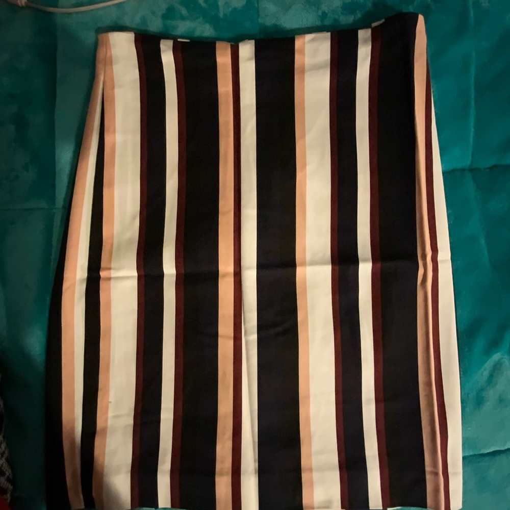 Ann Taylor Black and Tan Striped Pencil Skirt